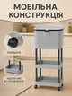 Кухонная тележка с урной для мусора серая 78.5×29×18,5 см пластиковая этажерка на колесах 3 яруса (49676360) - изображение 6