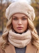 Женский комплект Alpaca берет + бафф бежевый - изображение 2