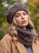 Женский комплект Alpaca берет + бафф кофе с молоком (мокко) - изображение 2