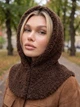 Жіночий капор Teddy Bear з пухом ангори та коміром коричневий (шоколад) - зображення 2