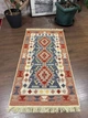 Двосторонній бавовняний килим 60x90 см з гуцульським візерунком оранжево-синій - зображення 1