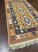 Двосторонній бавовняний килим 60x90 см з гуцульським візерунком оранжево-синій - зображення 8