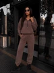 Костюм женский теплый из флиса кофейного цвета 39443 42/44 - изображение 5