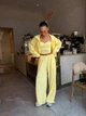 Женский костюм тройка (корсет+кофта+штаны) желтого цвета 39475 48/52 - изображение 2