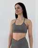 Женский спортивный топ линии V-Shape с вынимающимися чашечками дышащая ткань для активных тренировок Графит M (TV4M) - изображение 1