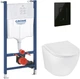 Инсталляция Grohe Rapid SL Solido 38971000 + панель смыва Even 38966KV0 черная глянцевая + унитаз подвесной Kroner Harz WHI493736 Tornado с сиденьем Soft Close дюропласт (38971966KV0KH49T) - изображение 1