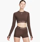 Спортивний топ жіночий Nike Pro Long-Sleeve Cropped Top M Коричневий FV5484-237 - зображення 1