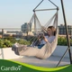 Подвесное кресло-гамак Gardlov 220x100x115 см из хлопка для сада и террасы с двумя подушками и металлической планкой Серое - изображение 2