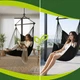 Подвесное кресло гамак Gardlov 220x100x115 см кокон с подушками и металлической планкой для сада и террасы Черное - изображение 2