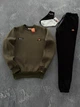Зимовий чоловічий теплий спортивний костюм Ellesse світшот-штани, хакі, розмір XXL - изображение 3