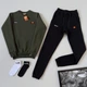 Зимовий чоловічий теплий спортивний костюм Ellesse світшот-штани, хакі, розмір XXL - изображение 9