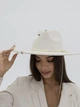 Шляпа федора с полями 9 см D.Hats с цепью цвет молочный - изображение 8