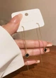 Серьги женские длинные протяжки с черными ромбами Fashion Jewelry Золоттистые 20143 - изображение 3