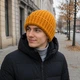 Мужская шапка Boston ручной работы от PRIGRIZ с отворотом, горчично-оранжевая, 50-58 - изображение 2