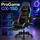 Геймерское кресло ProGame GX-150 до 150 кг с RGB-подсветкой Подставка для ног Наклон спинки 145° Газлифт Tilt Подушки для шеи и поясницы - изображение 1