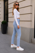 Зауженные женские голубые стрейчевые джинсы скини Zara 24 - изображение 8