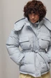 Стьобана куртка з поясом та капюшоном - сірий колір, ONE SIZE - зображення 1