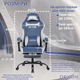 Геймерское кресло DEXON AURA RD-6072 с подставкой для ног, из велюра, металлическая крестовина, Синий - изображение 5