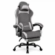 Геймерское кресло DEXON AURA RD-6072 с подставкой для ног, из велюра, металлическая крестовина, Тёмно-серый - изображение 1