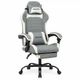 Геймерское кресло DEXON EVI RD-6072 с подставкой для ног, из экокожи, металлическая крестовина, Серый - изображение 1