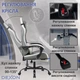 Геймерское кресло DEXON EVI RD-6072 с подставкой для ног, из экокожи, металлическая крестовина, Серый - изображение 4