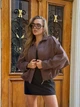 Жіноча замшева куртка oversize на дайвінгу S–L шоколад - зображення 1