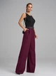Широкие брюки палаццо классические олд мани с высокой посадкой и защипами ISSA PLUS SA-775 L темно-бордовые (issa2007682865253) - изображение 2