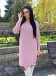Женское платье вязаное с ажурными рукавами пудровое 44-56 с1524.5082 - изображение 4