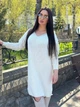 Женское платье вязаное с ажурными рукавами молочное 44-56 с1524.5082 - изображение 2