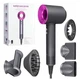 Профессиональный фен стайлер для волос Super Hair Dryer 1600 Вт + 5в1 насадок, серый/фуксия - изображение 9