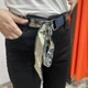 Джинсы женские стрейч с декоративным поясом прямые 32 черные - изображение 7