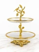 Фруктовница Royal Grace 1295-2 стеклянная 2-х ярусная 22.5х26х35 см Прозрачный с золотистым - изображение 1