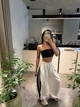 Женские спортивные брюки с лампасами на змейке / Белый 42-44 / BASED 0145810 - изображение 1
