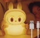 Нічник акумуляторний Labubu 14х11х8.5 см силіконовий з таймером та USB зарядкою Жовтий для дитячої кімнати та затишного освітлення - зображення 1