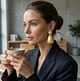 Сережки Великі акцентні підвіски jewelry Золотисті - зображення 6