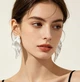 Сережки Великі акцентні листя jewelry Сріблясті - зображення 4