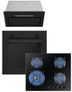 Комплект Духова шафа електрична Interline OEG 670 ETN BA Nano Matte + Варильна поверхня газова Interline HGG 660 MCT BA Nano Matte + Витяжка Interline LINE ULTRA BL A/60 GL/S - зображення 1