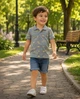 Поло для мальчика 'Дино-пати' Kiddo серый 104 см - изображение 1