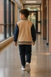 Бомбер для мальчика College Kiddo бежевый 128 см - изображение 2