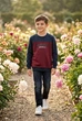 Світшот для хлопчика бордово-синій мікровельвет Kiddo бордовий 152 см - зображення 1