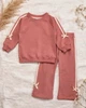 Костюм детский для девочки с лампасами и бантиками Kiddo персиковый 104 см - изображение 1