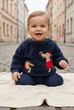 Кофта флисовая с аппликацией таксы в шапке Санты Kiddo темный синий 80 см - изображение 1