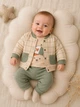 Костюм детский 3 в 1 в клетку Kiddo оливковый 74 см - изображение 1
