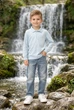 Поло для мальчика с длинным рукавом Kiddo голубой 116 см - изображение 1