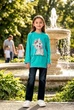 Світшот «Песик у стразах» Kiddo бірюзовий 128 см - зображення 1