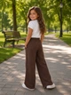 Штани для дівчинки SOFT GLAM PANTS (з камінчиками) Kiddo Шоколадний розмір 116 (KIDDO-8E9BC0D76603421999DDE9E965D9BE7D) - зображення 2