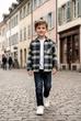 Сорочка в клітинку тепла для хлопчика Kiddo чорний з синім 140 см - зображення 1
