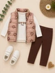 Комплект для девочки TEDDY VEST SET Kiddo бежевый с коричневым 92 см - изображение 3