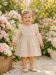 Платье льняное с кружевом “Elise” Kiddo бежевый 80 см - изображение 1