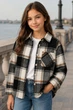 Сорочка тепла Crystal Check у камінчиках Kiddo Чорно-біла розмір 128 (KIDDO-DE1F0650741E496A91ADC4801E571765) - зображення 1